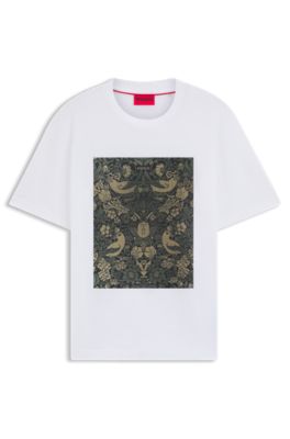 Cotton-jersey T-shirt with printed artwork, White