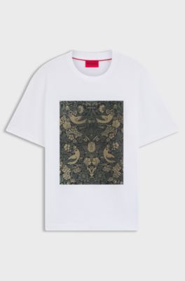 Cotton-jersey T-shirt with printed artwork, White