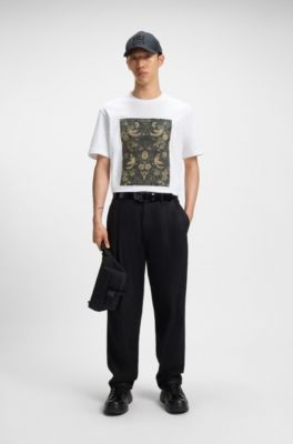 Cotton-jersey T-shirt with printed artwork, White