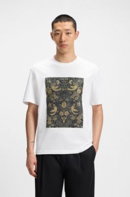 Cotton-jersey T-shirt with printed artwork, White