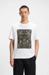Cotton-jersey T-shirt with printed artwork, White