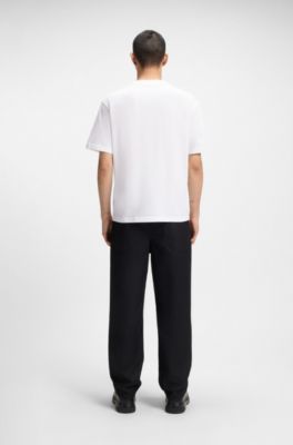 Cotton-jersey T-shirt with printed artwork, White