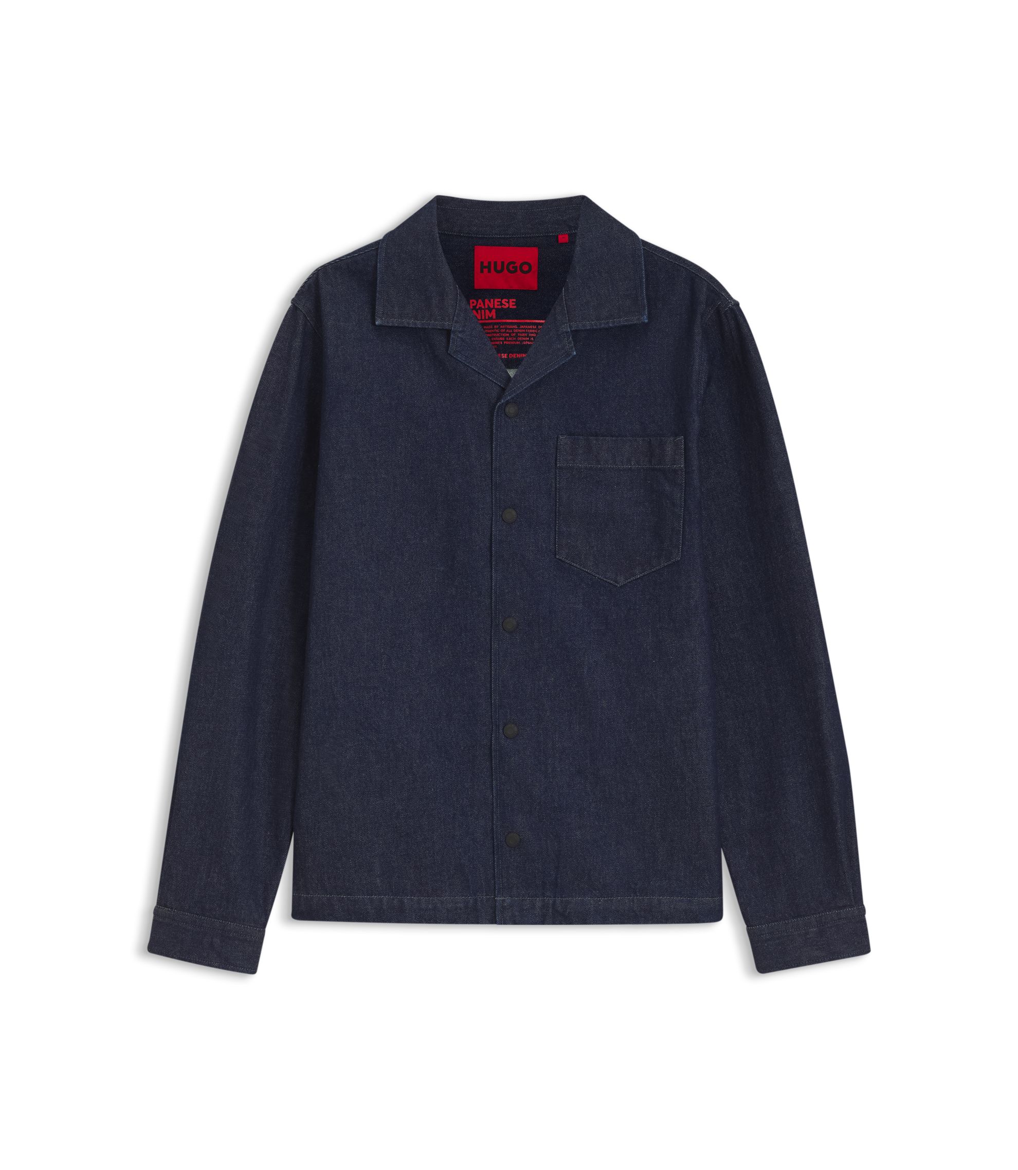 HUGO - Oversized-fit overshirt in Japanese rigid denim - Dark Blue
