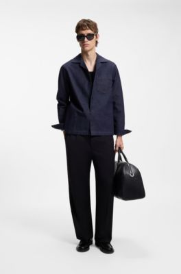 Oversized-fit overshirt in Japanese rigid denim, Dark Blue