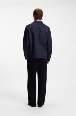 Oversized-fit overshirt in Japanese rigid denim, Dark Blue