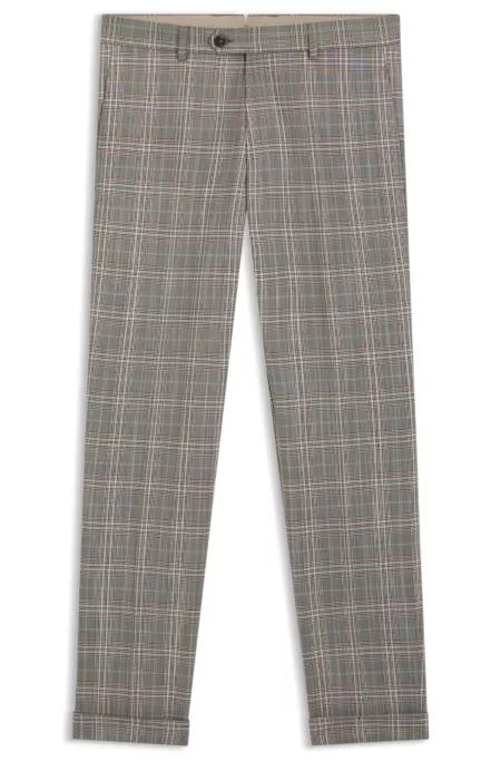 Tapered-fit trousers in checked virgin wool and silk