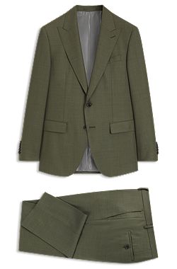 Slim-fit suit in melange virgin wool and silk