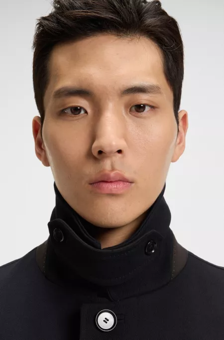 Regular-fit water-repellent coat in wool
