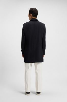 Regular-fit water-repellent coat in wool, Dark Blue