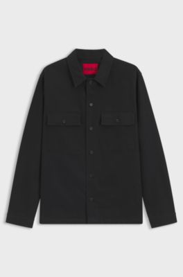 Oversized-fit shirt in cotton twill, Black