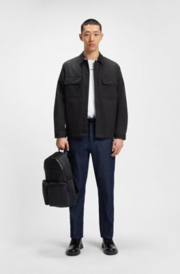 Oversized-fit shirt in cotton gabardine with chest pockets, Black