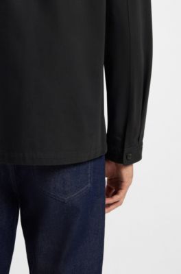 Oversized-fit shirt in cotton gabardine with chest pockets, Black