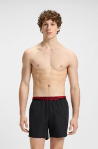 Short de bain avec taille à logo revisité, Noir