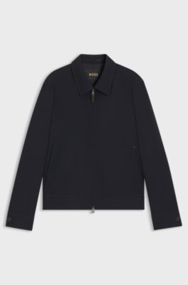 Slim-fit jacket with water-repellent finish, Dark Blue