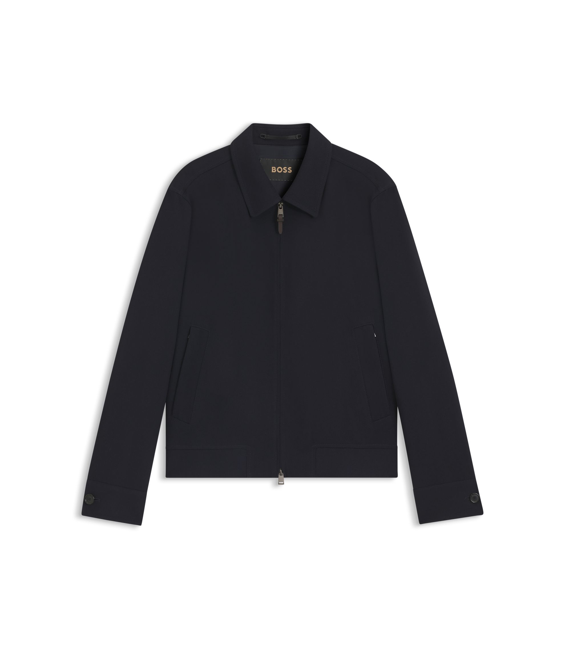 BOSS - Slim-fit jacket with water-repellent finish - Dark Blue