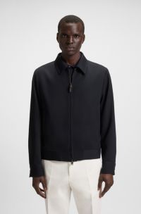 Slim-fit jacket with water-repellent finish, Dark Blue
