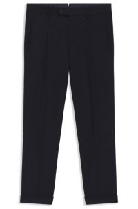 Regular-fit trousers in water-repellent virgin wool, Dark Blue