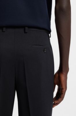 Regular-fit trousers in water-repellent virgin wool, Dark Blue