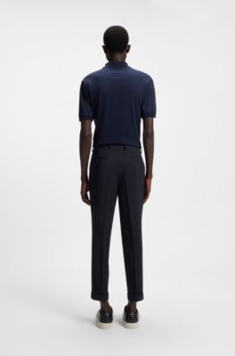 Regular-fit trousers in water-repellent virgin wool, Dark Blue
