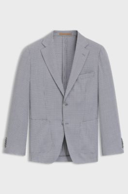 Slim fit blazer i ny uld og silke, S&oslash;lv