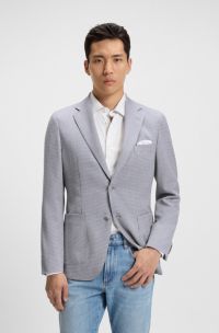 Slim-fit blazer van scheerwol en zijde, Zilver