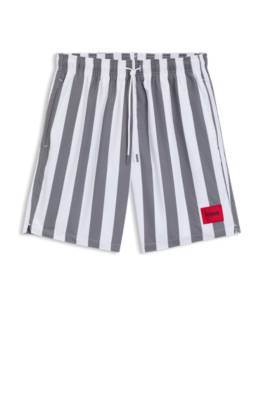 Block-stripe swim shorts with logo label 1