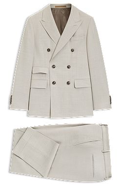 Two-piece slim-fit suit in patterned virgin wool