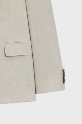 Two-piece slim-fit suit in patterned virgin wool, Beige