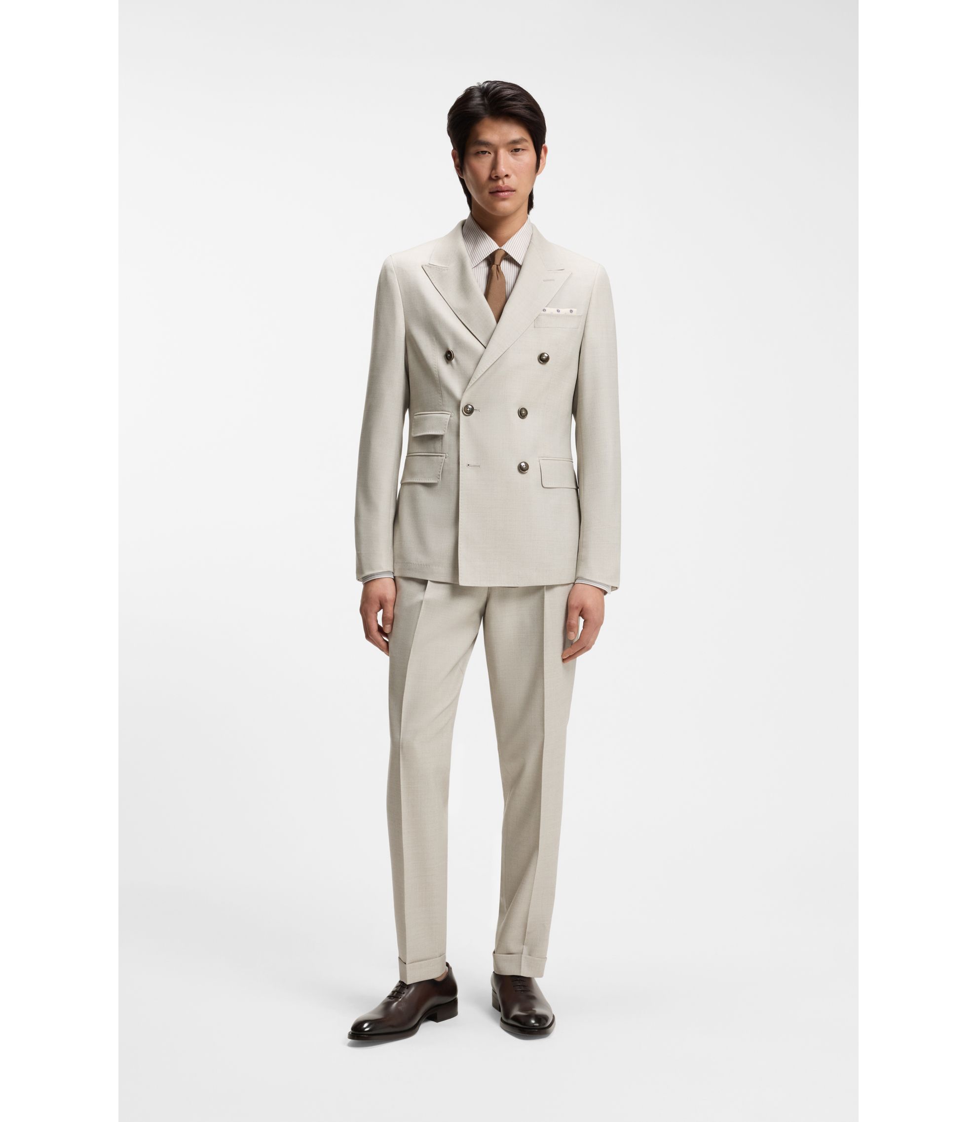 Slim-Fit Zweiteiler aus gemusterter Schurwolle