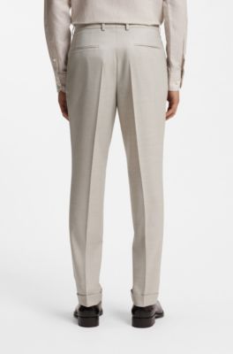 Two-piece slim-fit suit in patterned virgin wool, Beige