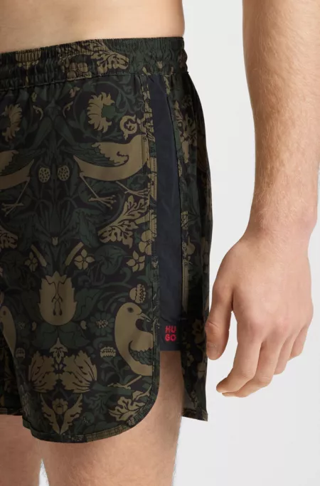 Printed swim shorts with embroidered logo