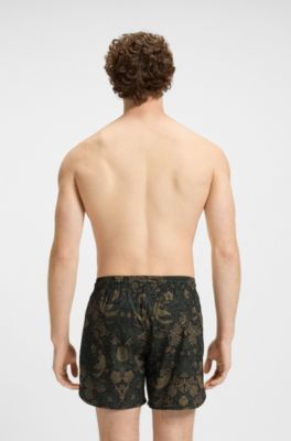 Printed swim shorts with embroidered logo, Green