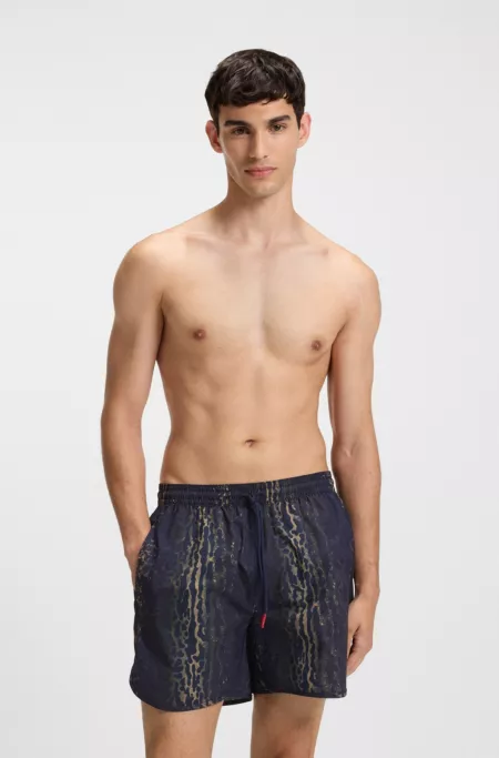 Short de bain imprimé avec logo brodé