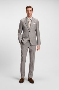 Regular-fit suit in checked virgin wool, Beige