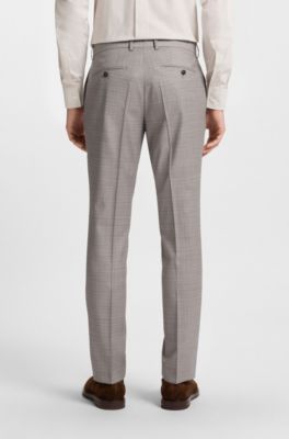 Regular-fit suit in checked virgin wool, Beige