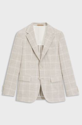Regular-fit blazer in checked cloth, White Patterned