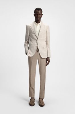 Regular-fit blazer in checked cloth, White Patterned