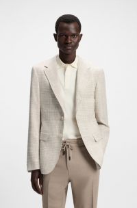 Veste Regular en tissu à carreaux, Blanc à motif