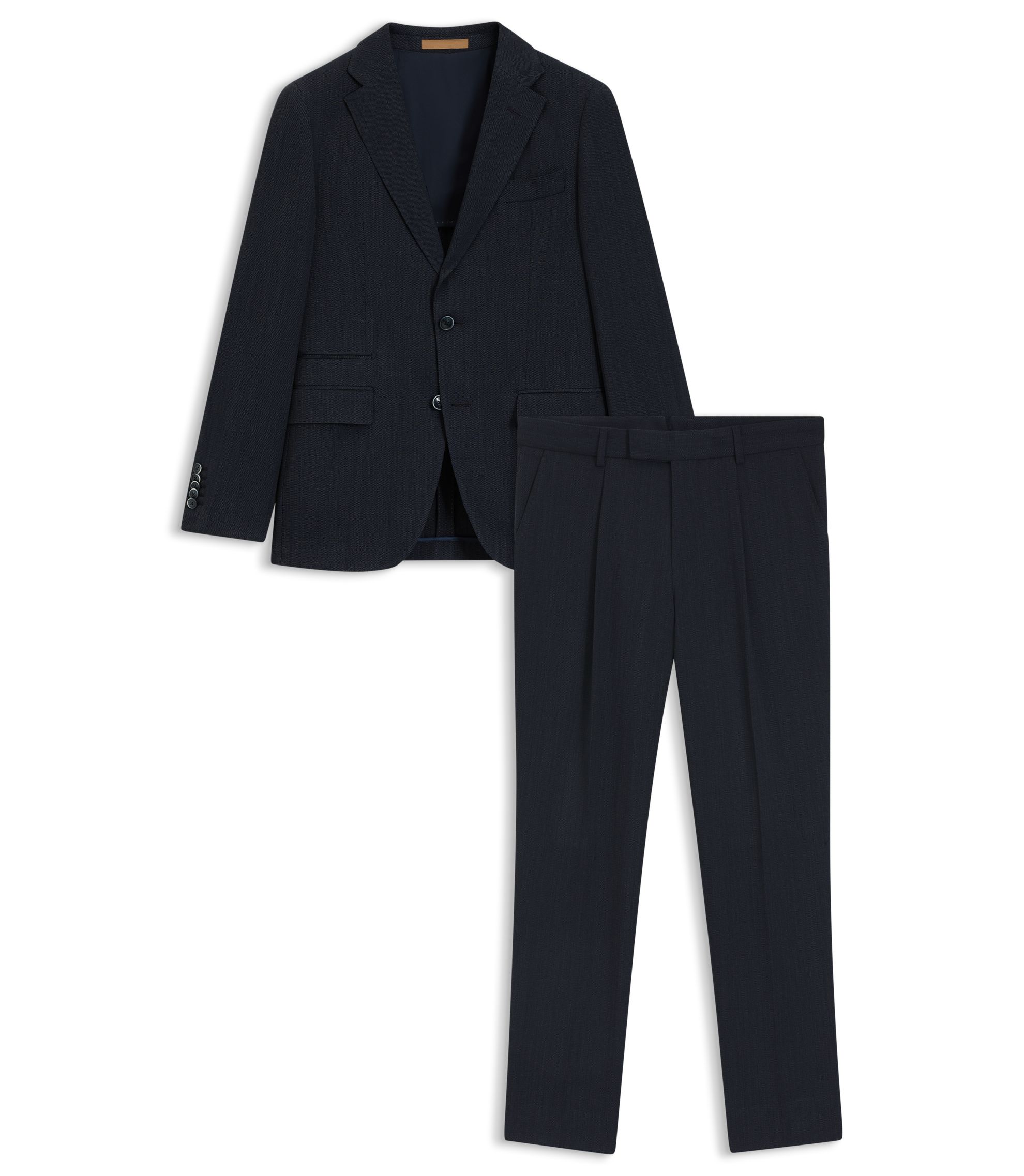 BOSS - スリムフィットスーツ バージンウール/シルク - ダークブルー