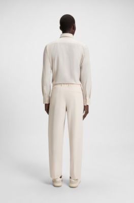 Slim-fit shirt in printed performance-stretch twill, White