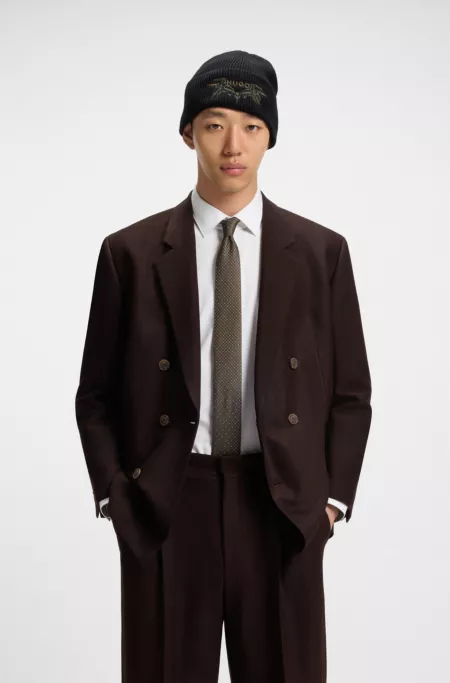 Jacquard-pattern tie blended with silk