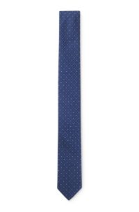 Jacquard-pattern tie blended with silk, Dark Blue