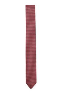 Silk-blend tie with jacquard pattern, Red