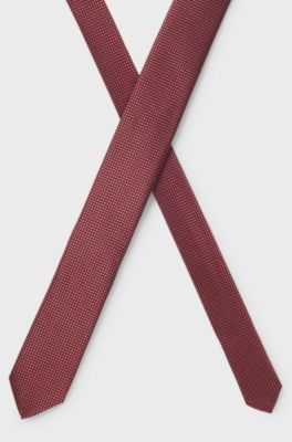 Silk-blend tie with jacquard pattern, Red