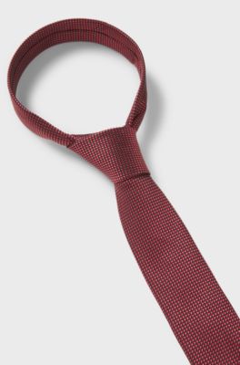 Silk-blend tie with jacquard pattern, Red