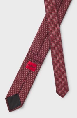 Silk-blend tie with jacquard pattern, Red