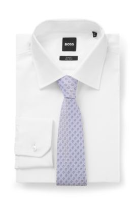 Silk-blend tie with micro pattern, Light Purple