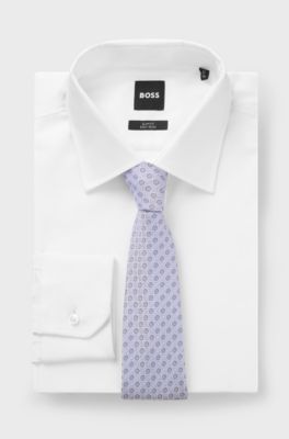 Silk-blend tie with micro pattern, Light Purple