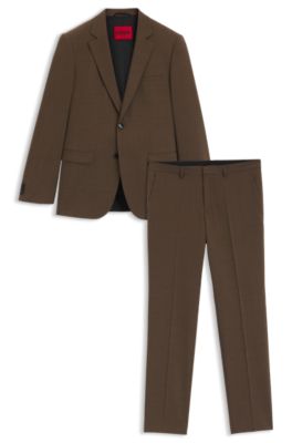 Extra-slim-fit suit in stretch dobby, Brown