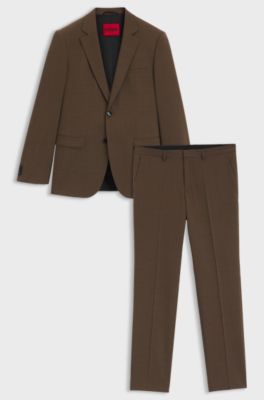 Extra Slim-Fit Anzug aus strukturiertem Stretch-Gewebe, Braun